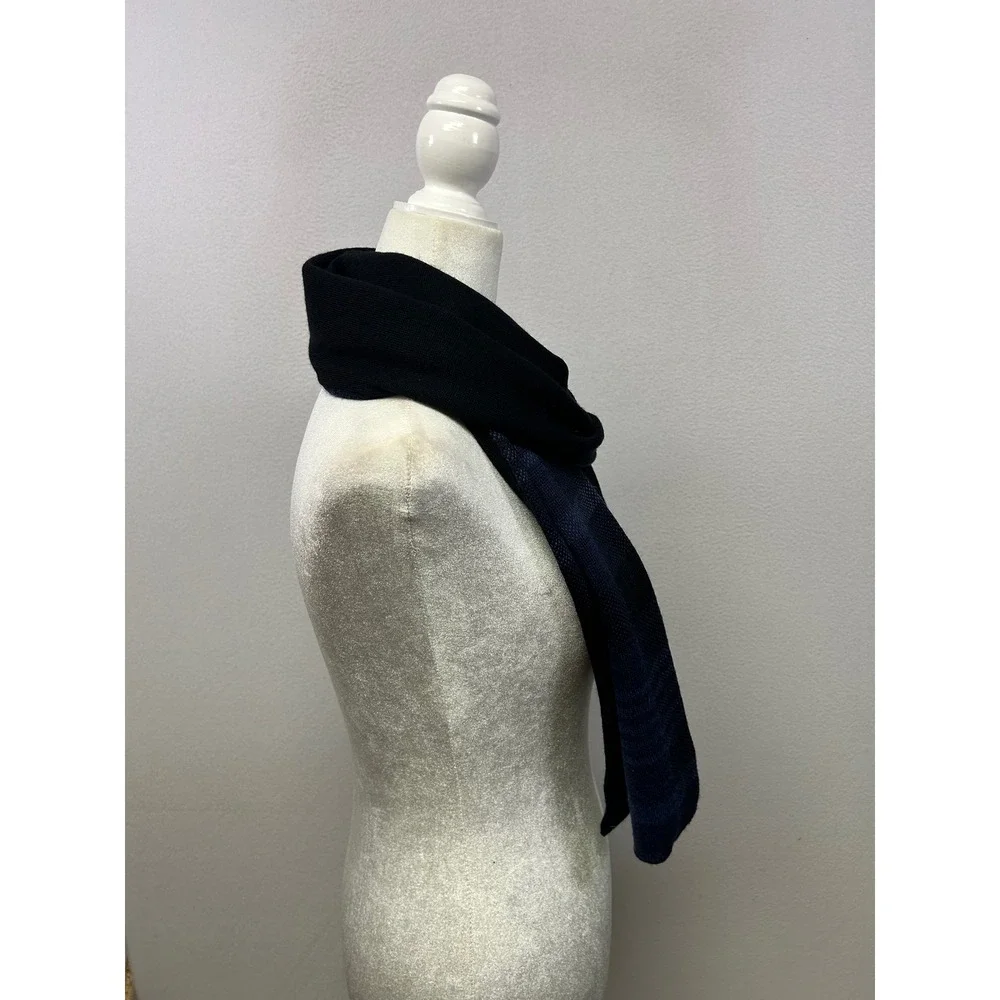 Classic Preppy Jos. A. Bank Mens OS Navy Blue Plaid Reversible Wool Blend Scarf